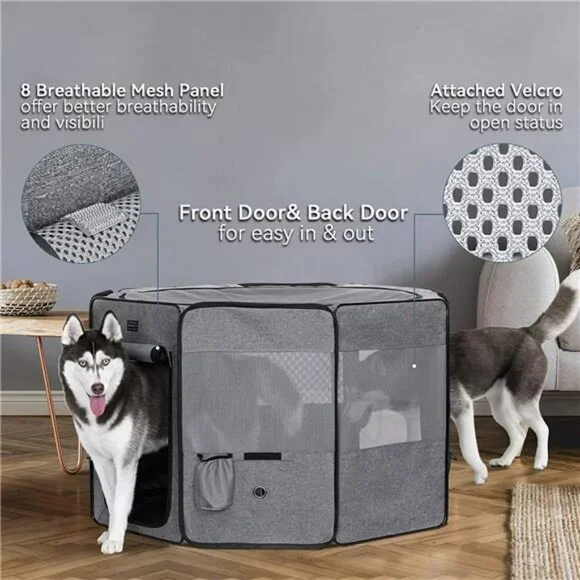 Playpen for for Large Dogs, with Water Bottle Holder, 41.5 Dia x 28.5H